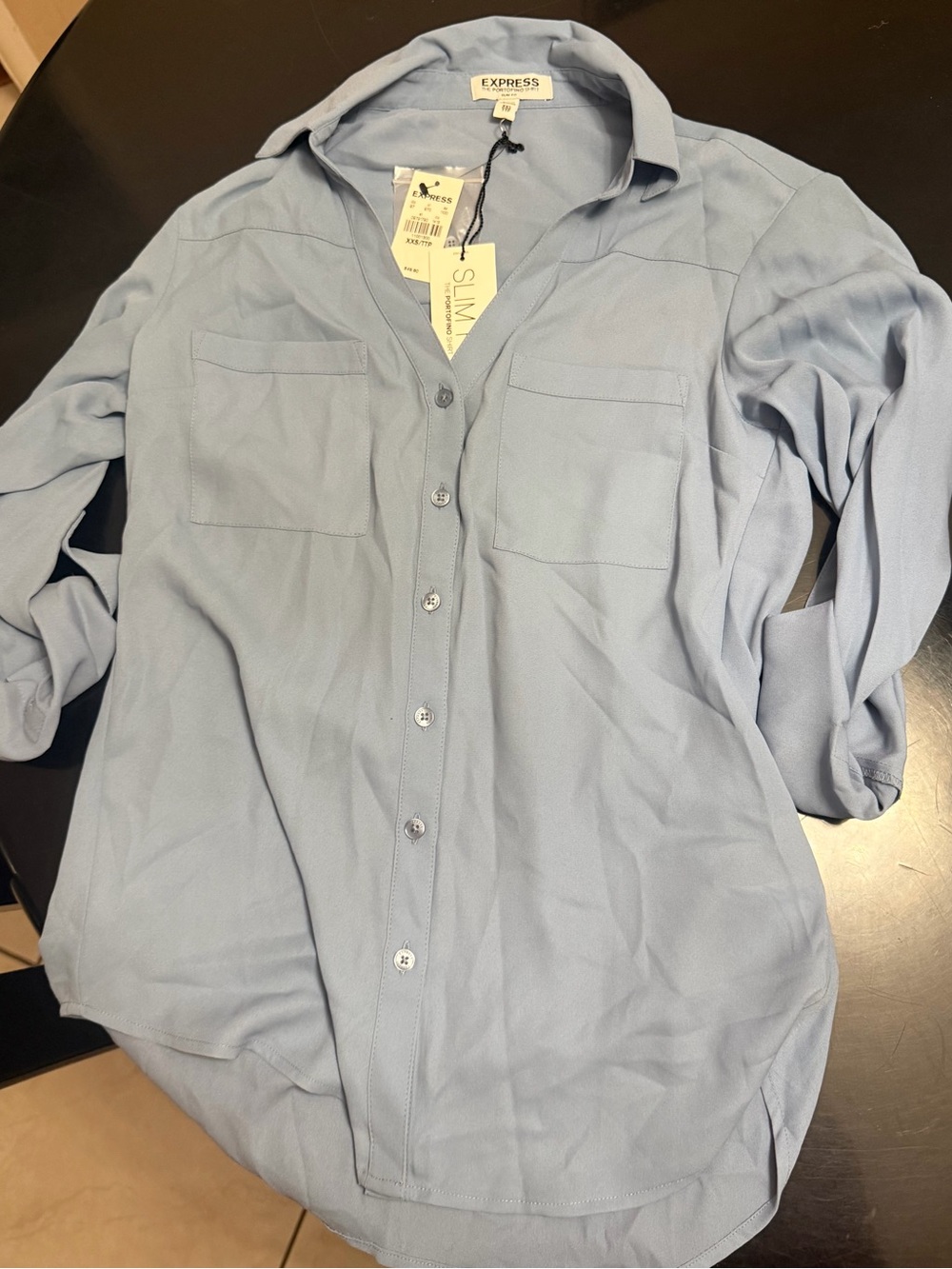 Express Men's Slim Fit Pale Blue Button-Down Shirt